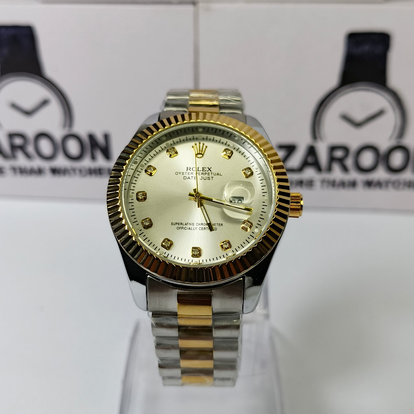 Luxury Rolex Datejust Two-Tone Silver Dial – Diamond Markers & Gold Fluted Beze